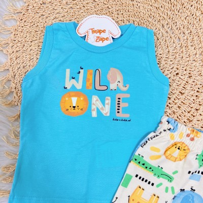 Conj. Regata Wild One e Bermuda Safari - Azul